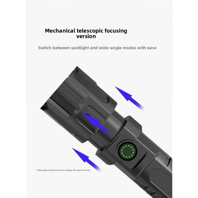 مصباح يدوي متعدد الوظائف قابل للتكبير في الهواء الطلق - فائق السطوع، قابل لإعادة الشحن عبر USB، يدوم طويلاً للمشي لمسافات طويلة والتخييم والإضاءة المنزلية #6