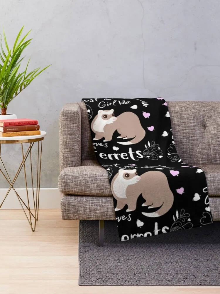 Ferret Just A Girl Who Loves Ferrets Cute Ferret Lover Gift Throw Blanket