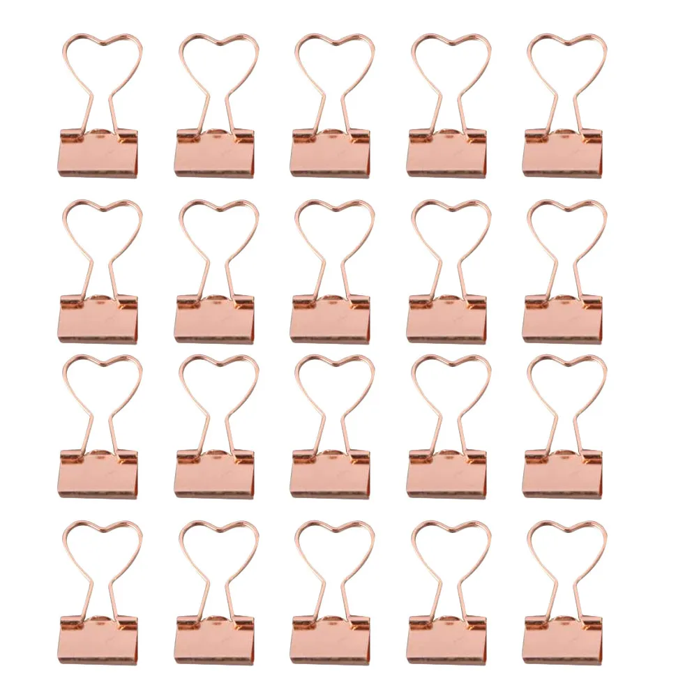 20Pcs Gold Heart Metal Binder Clips Extra Strong Hold File Clamps for Office School Home Receipts Test Papers Snack