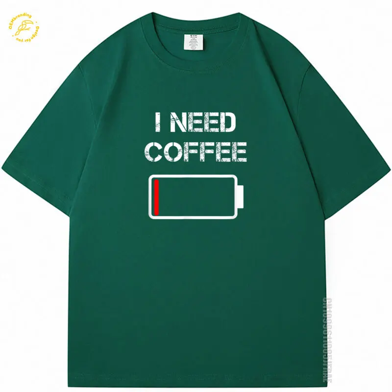 

I Need Coffee Funny Cups Battery Beans Drink T-Shirt Loose Fit T Shirt Oversize TShirts Men's Clothing Deals Tee Cotton Fabric