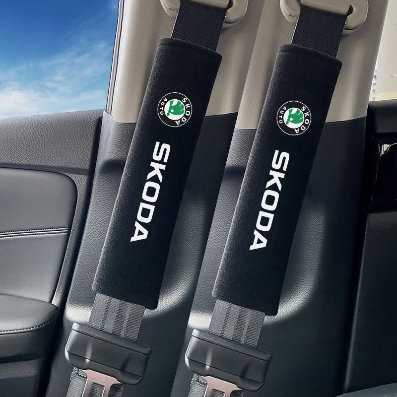 2Pcs Car Interior Seat Belt Protector Cover for skoda octavia a5 a4 mk1 fabia superb rapid mk3 yeti 2006 sign Auto Accessories