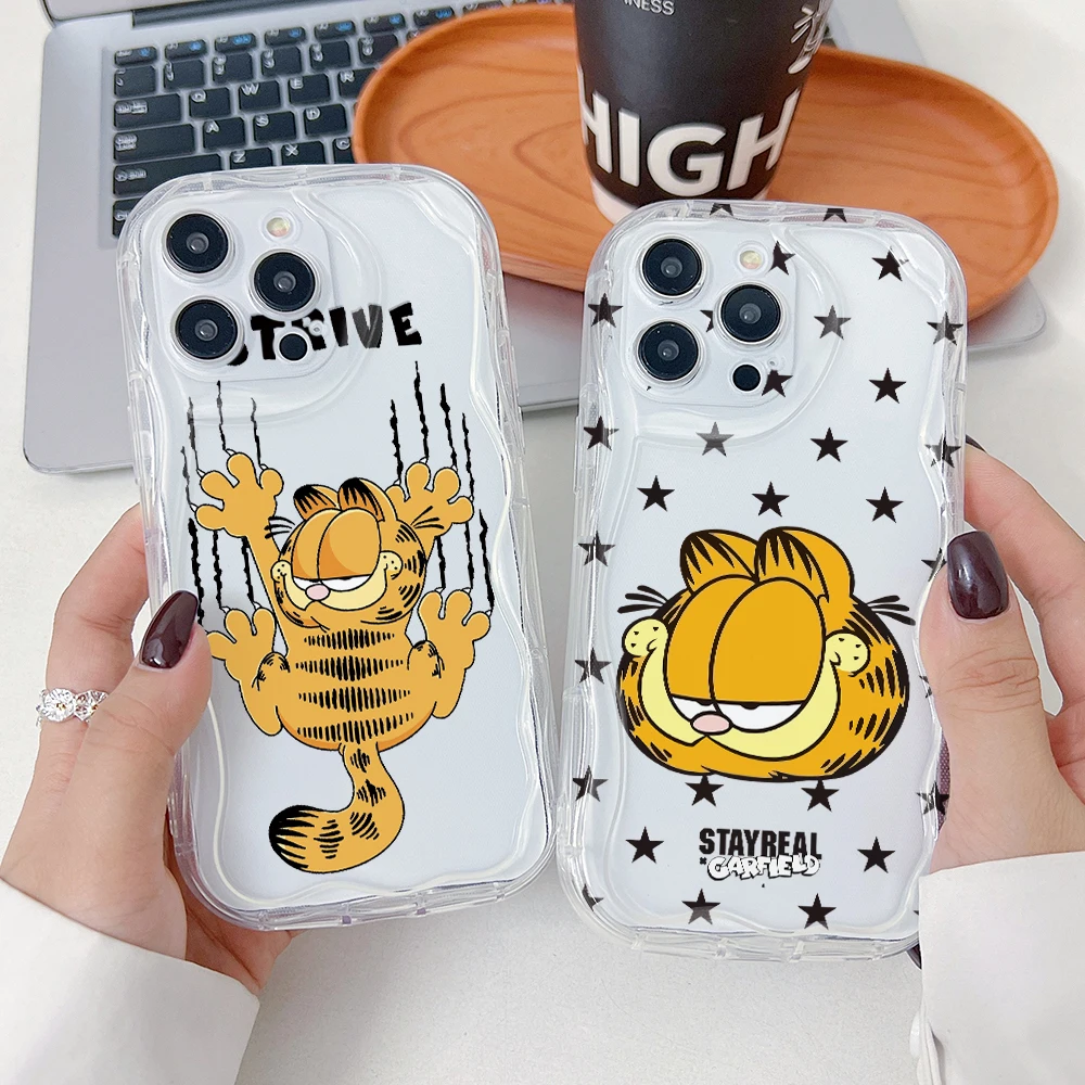 Cartoon Cat Garfields Phone Case for Samsung Galaxy A57 A56 A55 A54 A53 A52 A37 A26 A25 A17 A16 A07 A06 4G 5G 3D Wave Soft Cover
