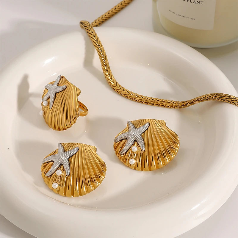 Loe| Metal Design Shell Earring Stainless Steel Gold Charm Women Accessories 18k Gold PVD Summer Hot Sale 2026