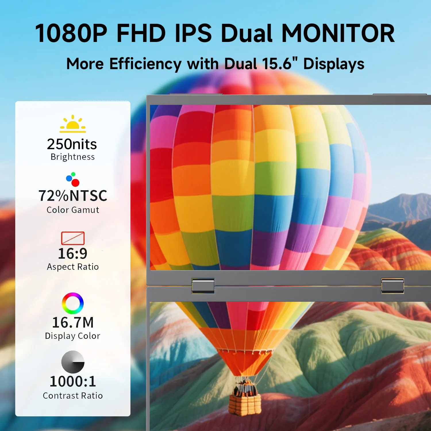 

excellent Dual Fold 15.6 Inch Portable Monitor LCD Screen Type-C Cable Display Bult-in VESA 1080P Resolution Suitable for Study