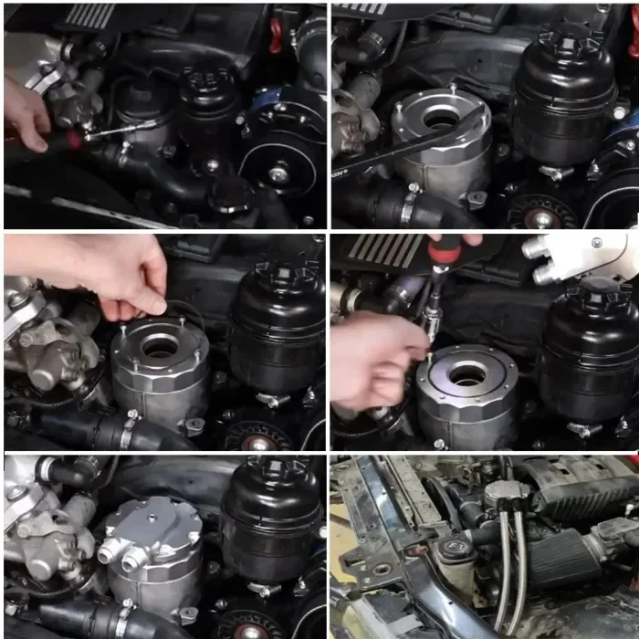 Ölfiltergehäusedeckel Ölkühleradapter passend für BMW E36 E39 E46 E60 E61 M52 M54 Motor 323i 325i 328i 330i 525i 528i 530i – Detail 8