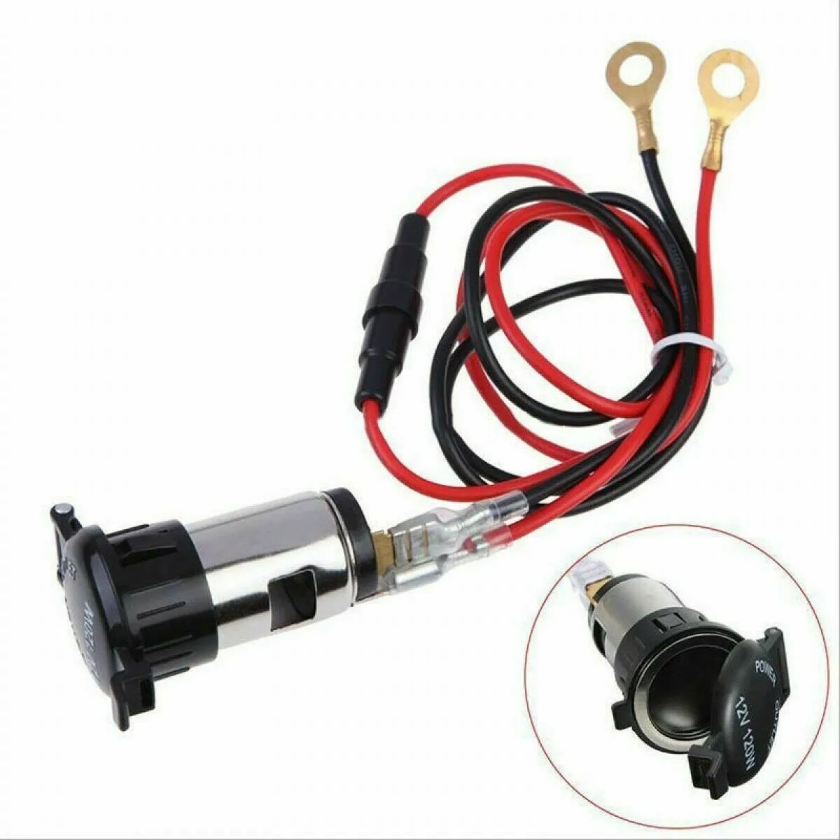 Car Cigarette Lighter Socket 12V Waterproof Plug Power Outlet Adapter For Marine Boat Motorcycle Truck RV ATV With 100cm Wire