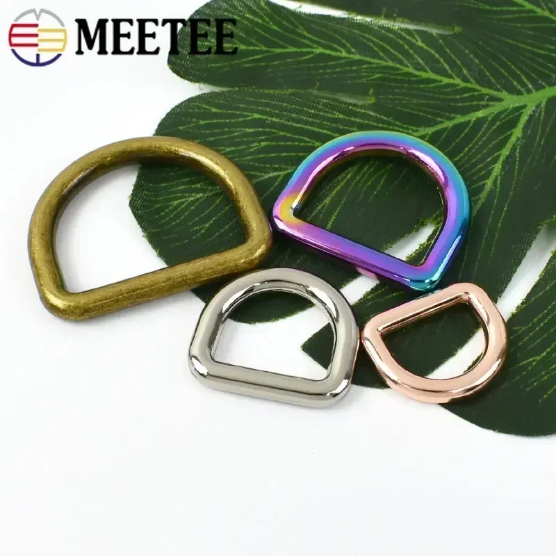 20Pcs Meetee 10-50mm Metal Rings Buckles for Bags Strap Belt Dog Collar Webbing Adjustment Clasp Accessories DIY Leather Craft