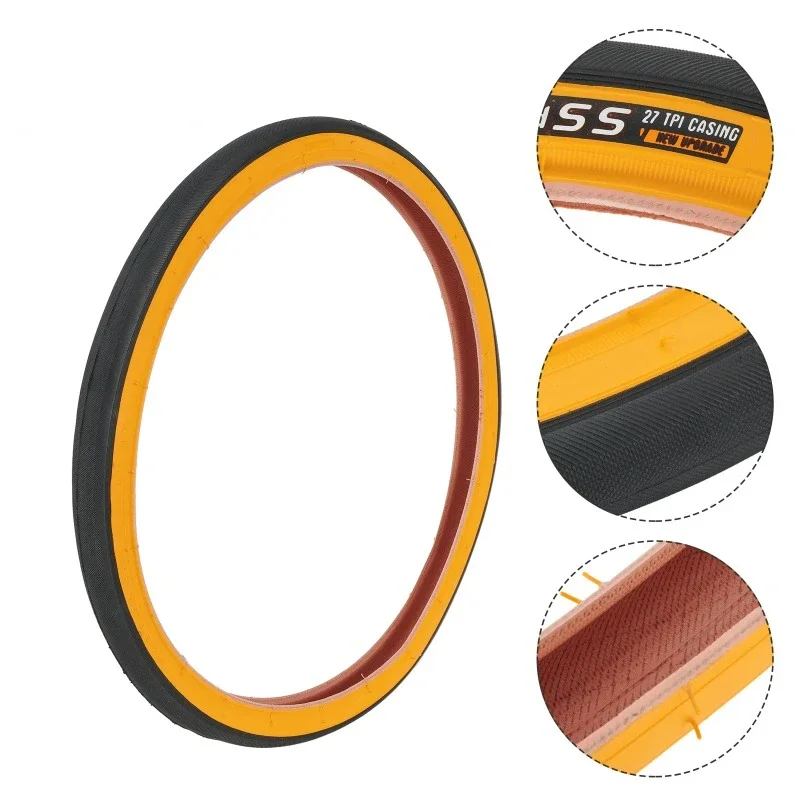 Folding Bicycle Tire BMX Yellow Edge Tire 349 406 20 Inch Rubber Retro Outer Tyre Bike Tubes Wheels Cycling Accessories Parts