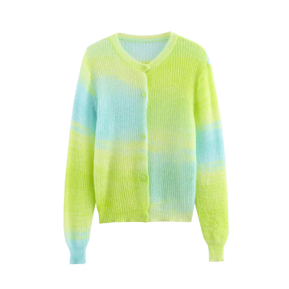 

European And American Style Gradient Mauve Hair Simple Cardigan Women's Fashion Outerwear