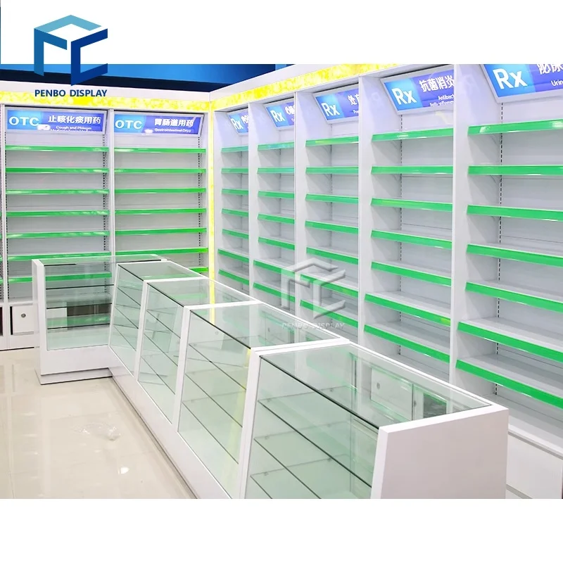 custom.Pharmacy Shop Cash Counter Design Display Showcase Furniture Retail Store Fixture