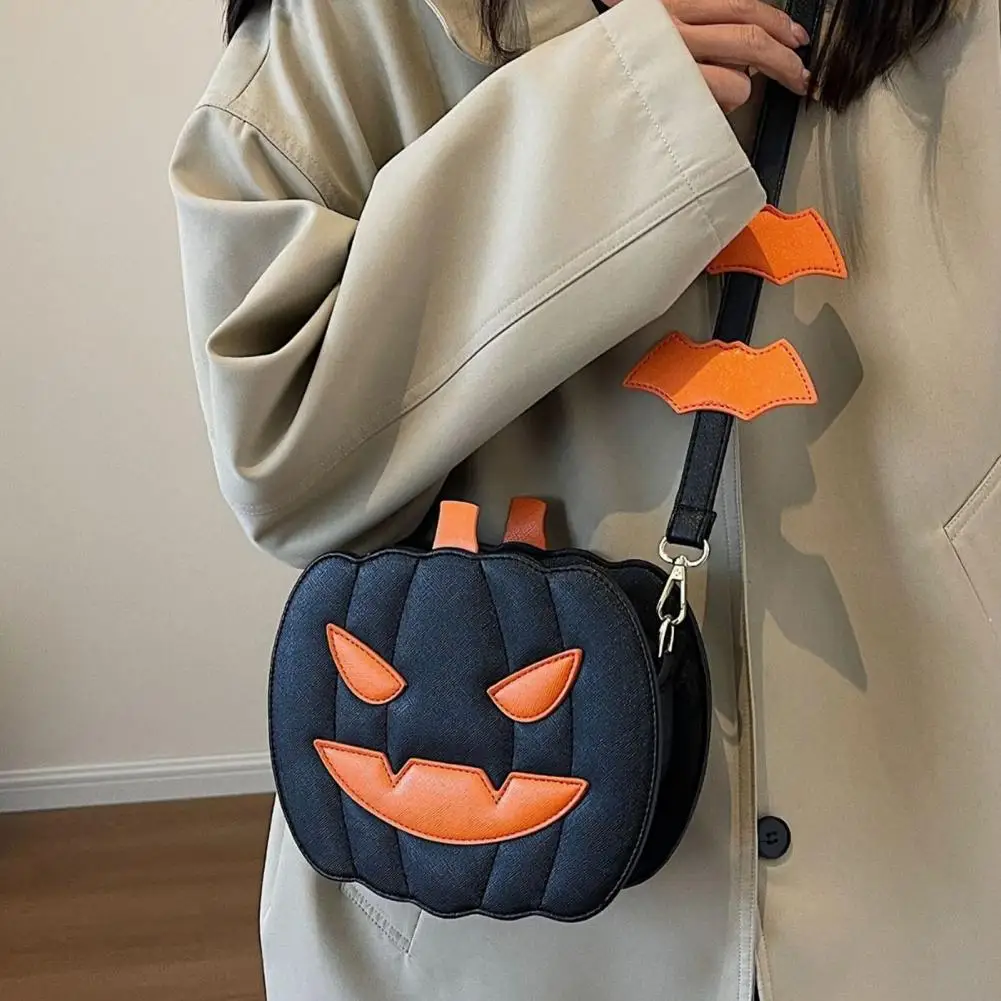 Cute Pumpkin Crossbody Bag Halloween Trick or Treat Bag Waterproof Pumpkin Purse for Women Kids Decorative Pumpkin Satchel