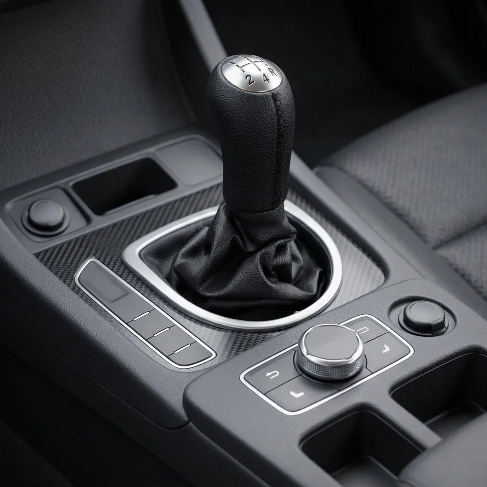 For Renault For Clio III 2005-2012 Black Gear Shift Knob Handle with PU Leather Wrap and ABS Plastic Structural Base