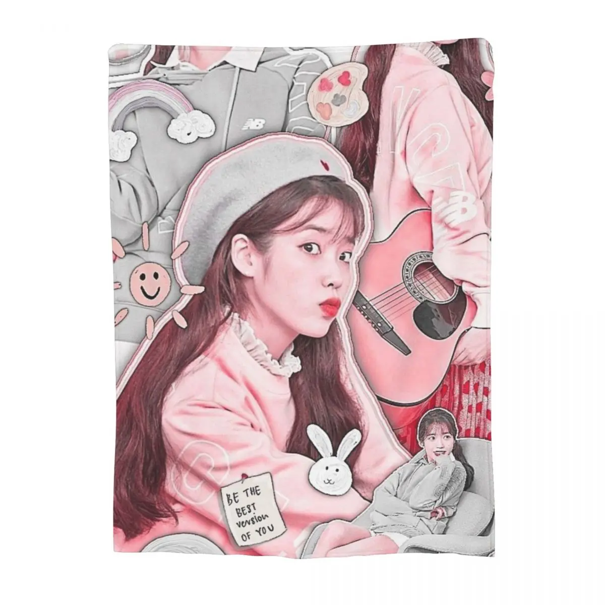 Korea IU Blanket Flange Textile Decor Portable Super Soft Throw Blankets for Home Office Plush Thin Quilt