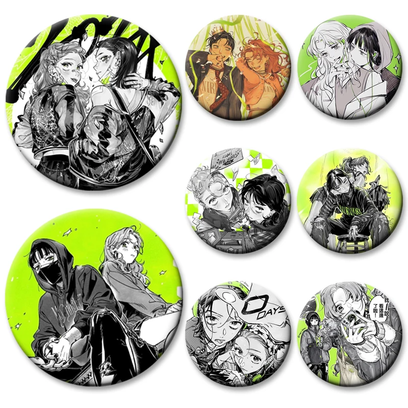Round Exquisite Cartoon Badge Anime The Guy She Was Interested in Wasn't A Guy At All Soft Button Pins Mitsuki and Aya Brooches