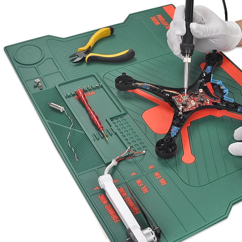Imagem -02 - Almofada de Reparo Isolamento Resistente ao Calor Estação de Solda de Silicone Almofada de Trabalho Plataforma de Mesa para Estação de Solda Uav