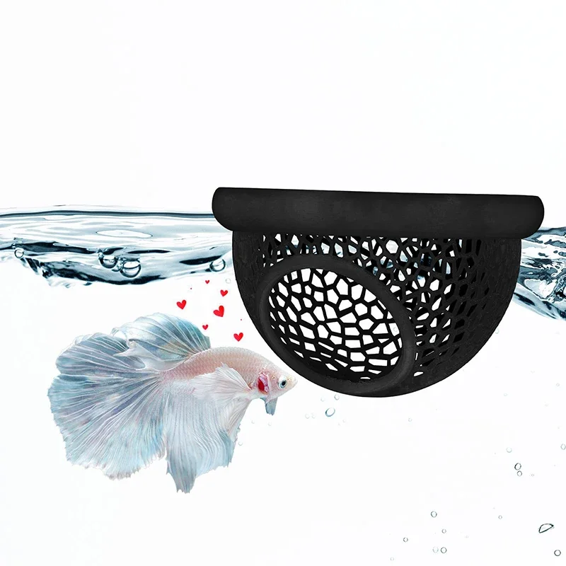 Flotante Betta Hide & Gloves Cave Decoración de acuario Hamaca 3 en 1 Anillo de alimentación y punto de descanso para camarones Betta Pequeños mascotas acuáticas