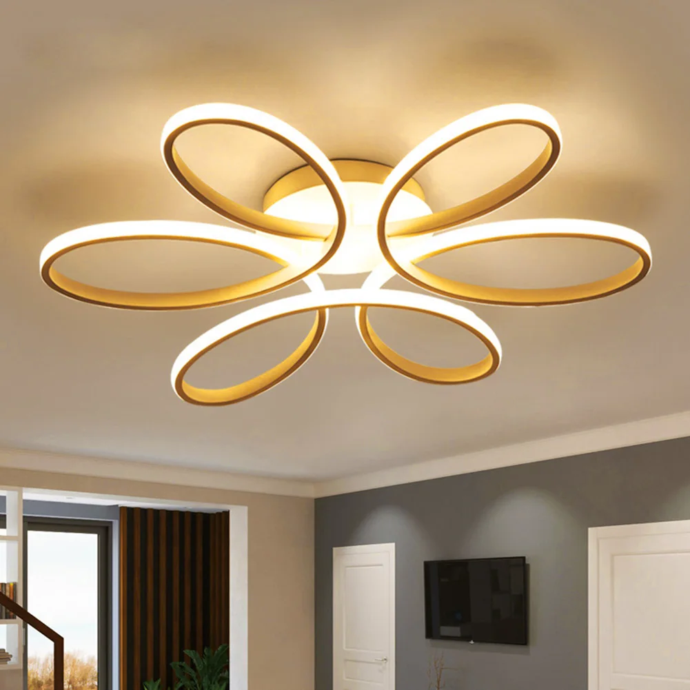 Household LED Chandelier Three Colors Modern Style Ceiling Lamp Super Bright Bedroom Chandelier Eye Care for Bedroom Living Room