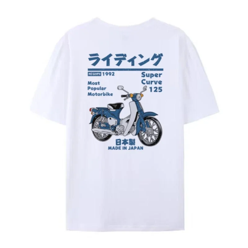 Japanese Motorbike Graphic Tops Unisex Retro Print T-Shirt Harajuku Streetwear Tee Men Cotton Vintage Fashion Short Sleeve Top