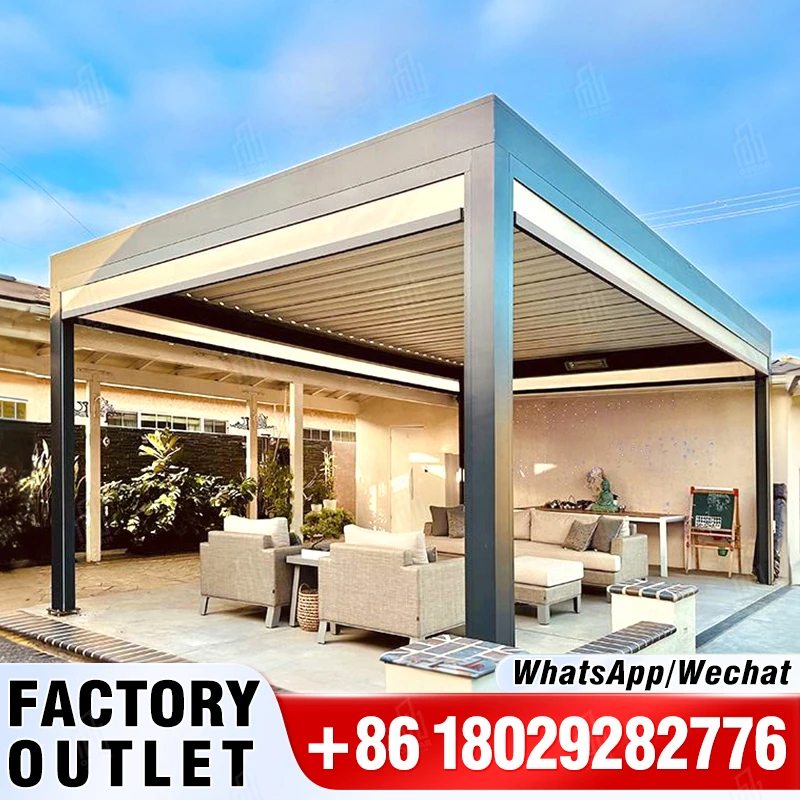 

Bioclimatique Automatic Modern Gazebo Metal Pavilion Balcony Canopy Pergola Roof Motorized for Sale