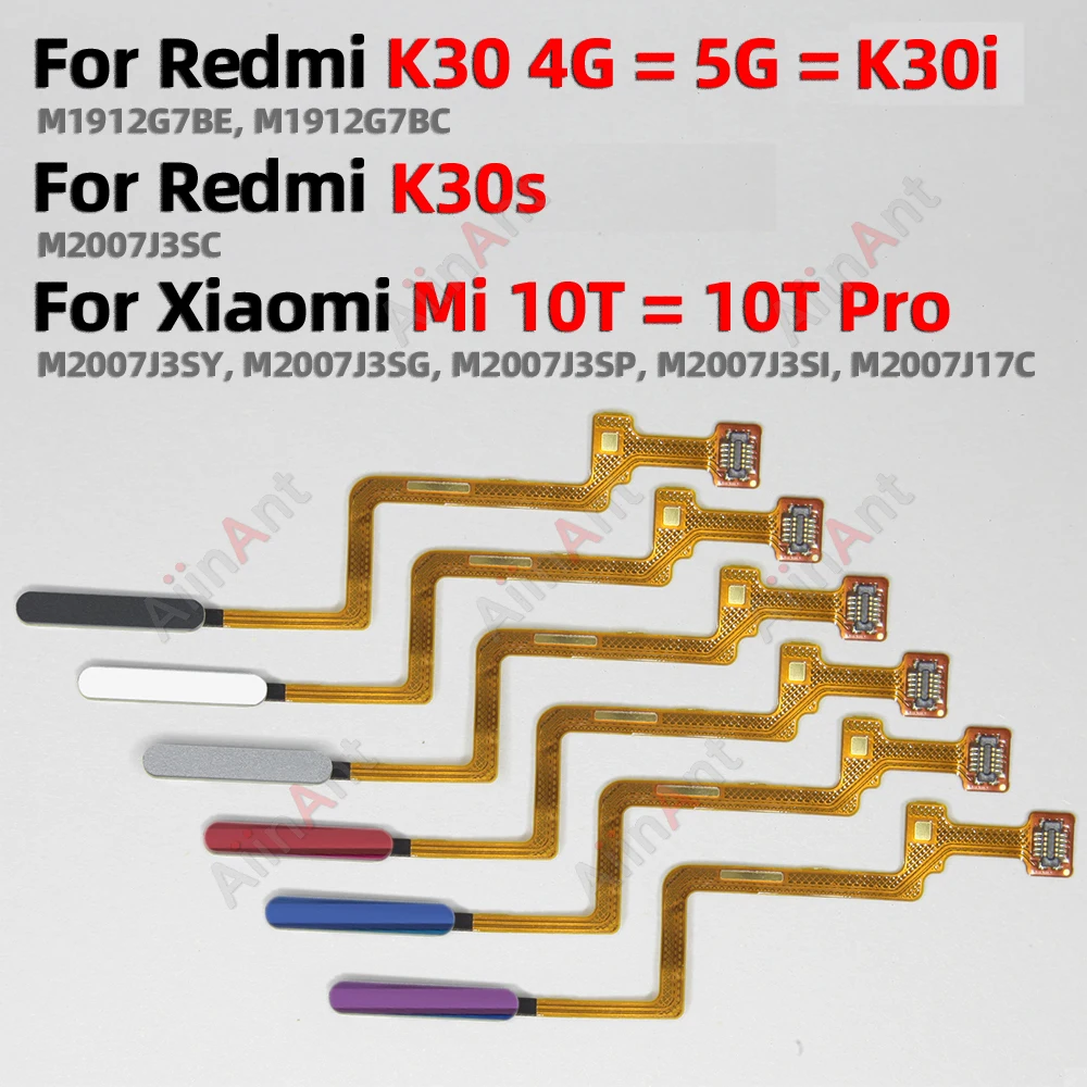 Home Side Power Button Touch ID Finger Scanner Fingerprint Sensor Flex Cable For Xiaomi Redmi K30 K30i K30s Mi 10T Pro 4G 5G