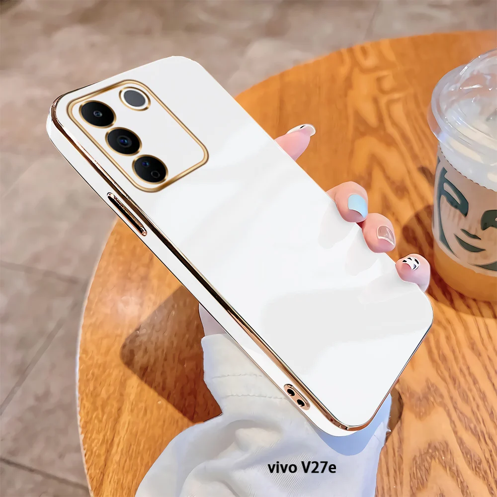 For Vivo V27 V25 5G V27E V25E Soft Original Cases Luxury Plating Soft TPU Cover Shockproof Case