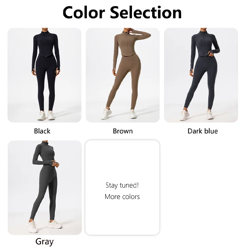 Hearuisavy Summer Ultra-Soft Fabrics 2Pcs Long Sleeve Gym Set Women Quick-Dry Yoga Clothes Workout Leggings Suit Sports Jackets - Image 3