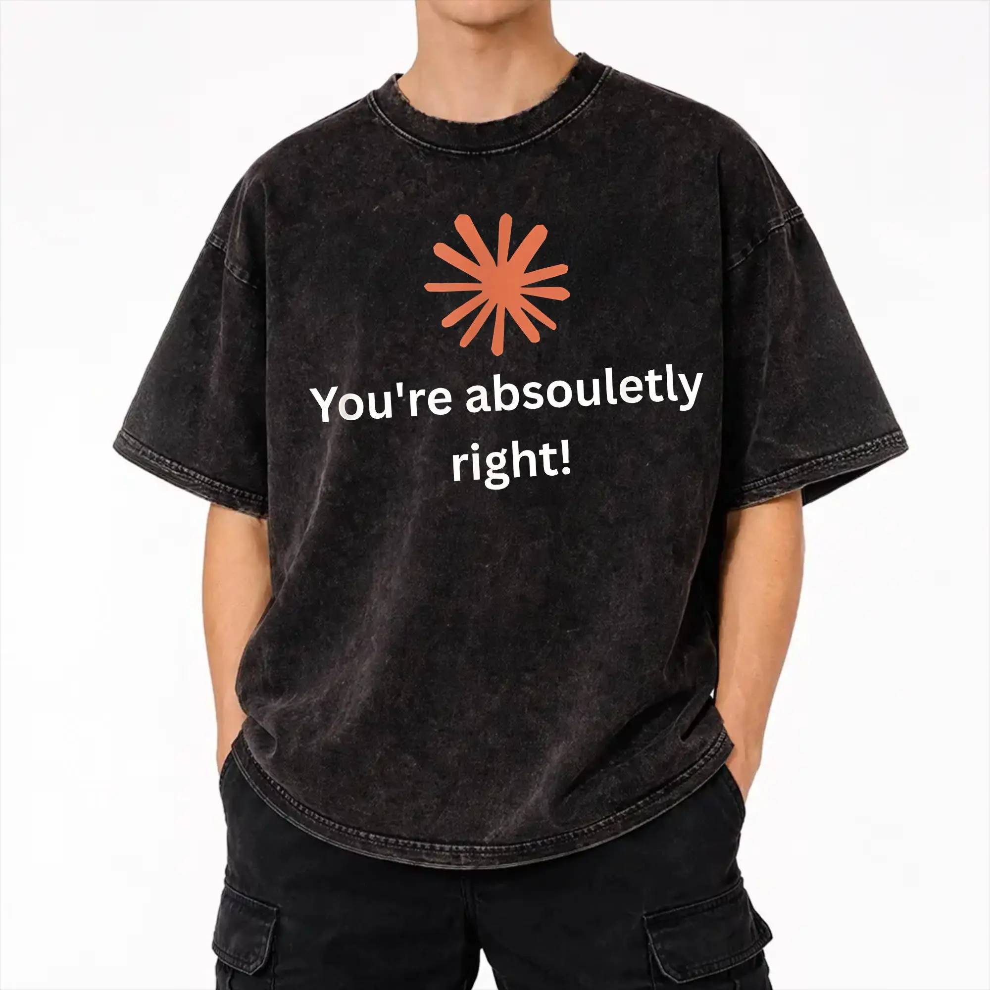 Claude Code You're Absolutely Right T Shirts Hip Hop Washed Short Sleeve Harajuku T-Shirts Men Women Streetwear Summer Tops Tees