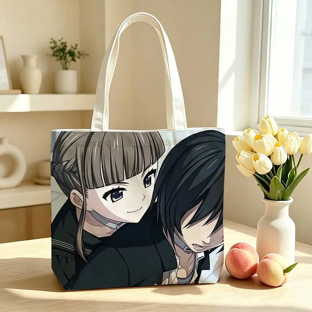 Visual Novel Nemu Manaka Euphoria  Printed Canvas Tote Bag Shoulder Bag Commuter Mommy Shopping Bag