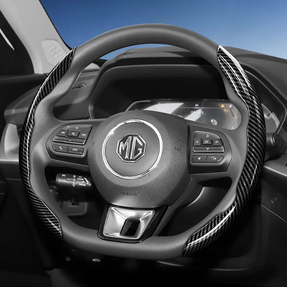 Suitable for Mg Carbon Fiber Texture Steering Wheel Covers with Segmented Quick-Release Design, Durable, Compatible with Zs Astor Ev Hs Phev Mg4 Mg3 Mg5 Windsor Comet Marvel R Hector Plus Vs Hev and Other Models
