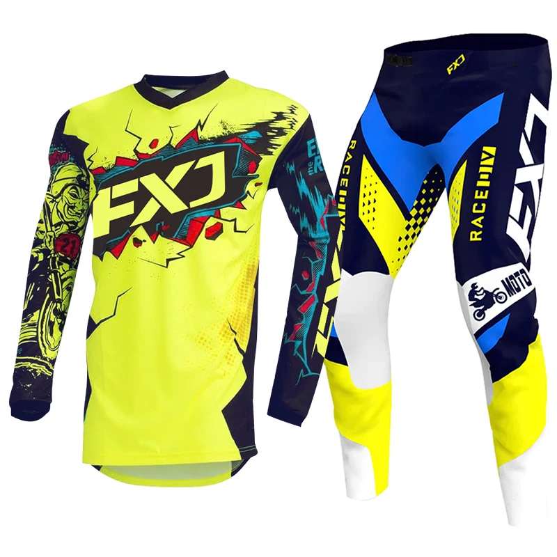 مجموعة تروس موتوكروس للأطفال إندورو كروس على الطرق الوعرة صبي فتاة BMX DH بدلة سباق 5 6 7 8 9 سنوات جيرسي بانت أطقم