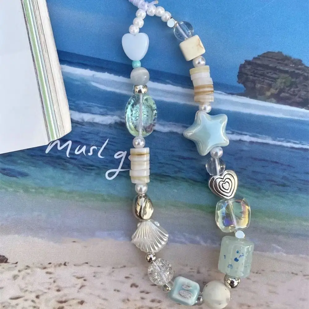

Flower Star Cell Phone Charm Strap Sea Breeze Ins Summer Cell Phone Hanging Chain Vintage Anti-loss Cell Phone Wrist Strap