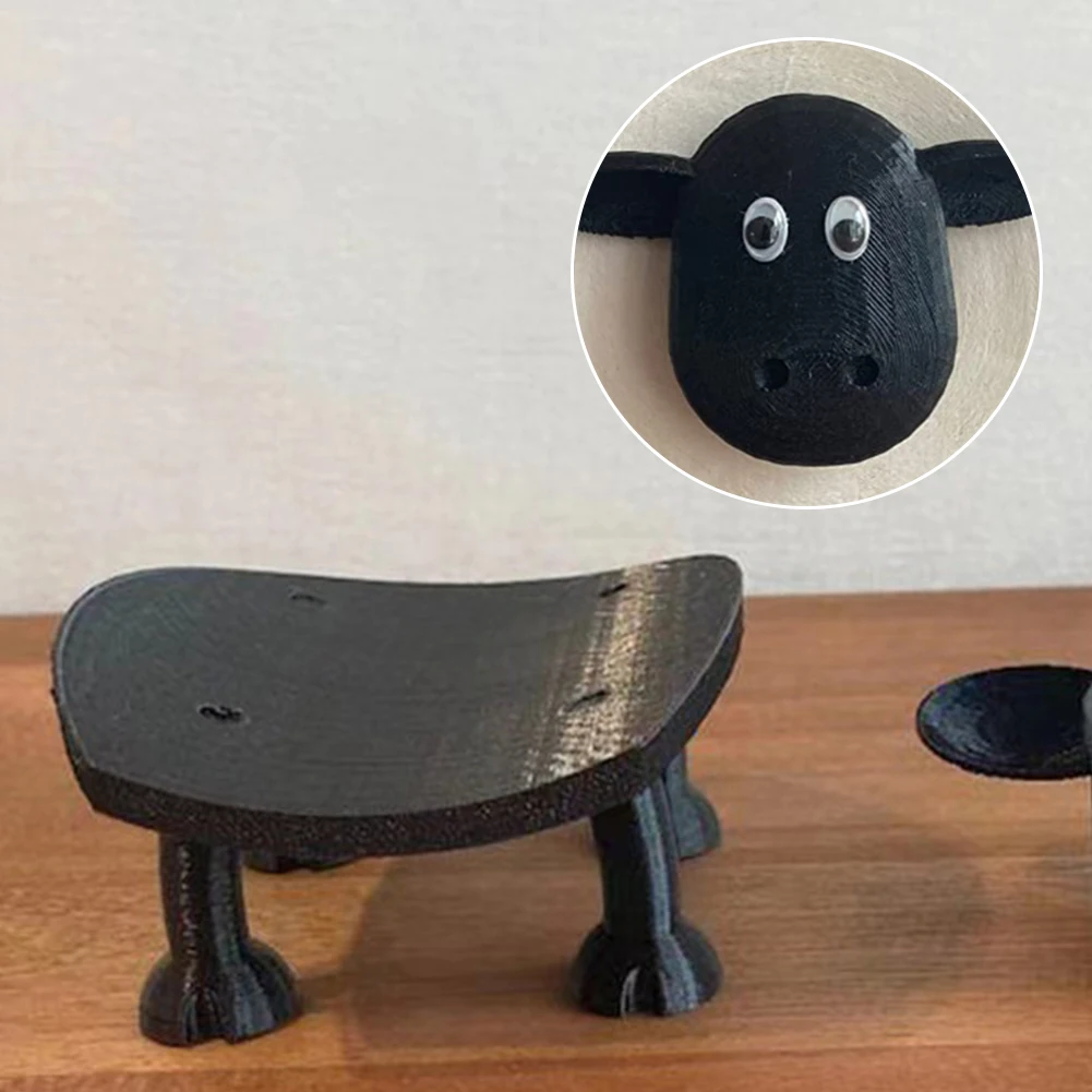 Black Sheep Toilet Roll Holder Resin Cute Sheep Tissue Storage Rack Stackable for Home Bathroom Vanity Night Stands