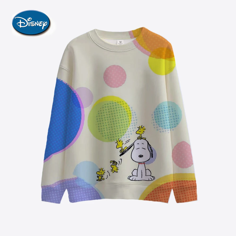 Korean Trend Woman Sweatshirts Snoopy cartoon print Female hoodie Long Sleeves O-neck Pullovers Sporty and Rich Clothing ﻿