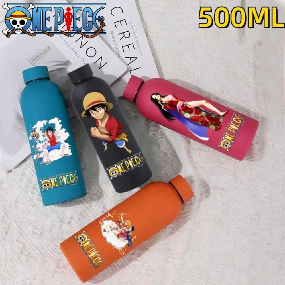 

New Anime OnePiece 304 Stainless Steel Thermos Cup Cartoon Pattern Luffy Roronoa Zoro Action Figure High Capacity Water Cup Gift