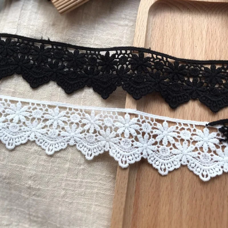 (1 yards/roll) White and black lace fabric 2024 high quality handmade DIY accessories water-soluble cotton embroidery clothes