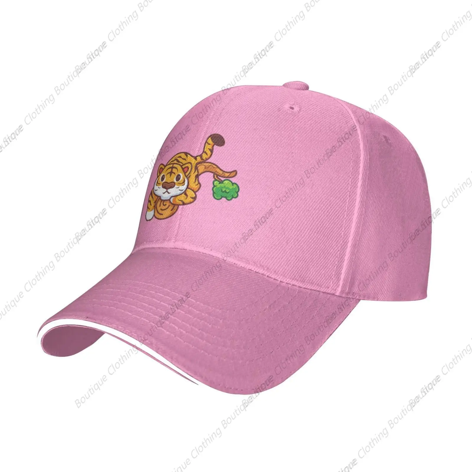 

Cute Tiger in The Tree Baseball Cap Women Men Hat Adjustable Golf Caps Dad Sun Hat Pink