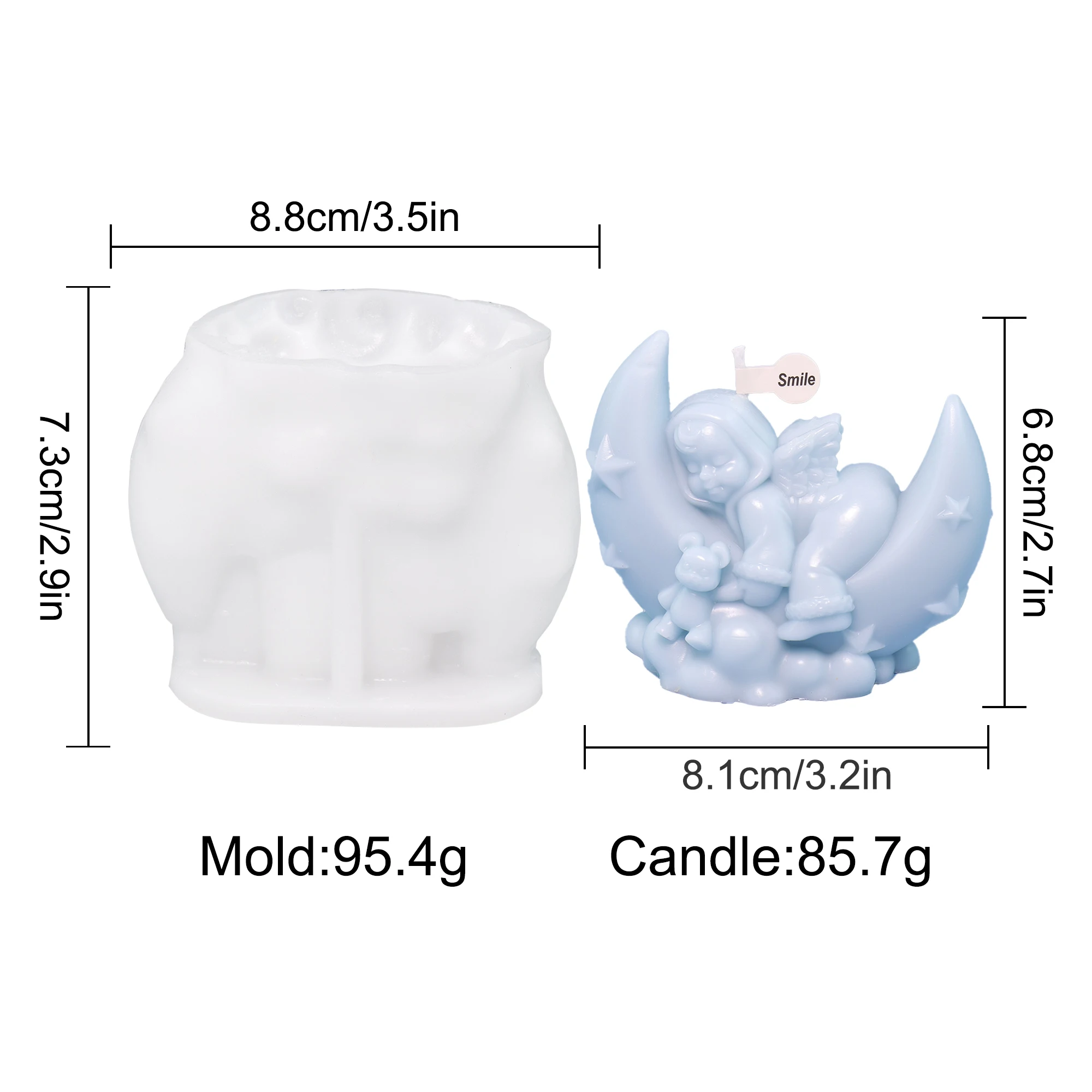لطيف الملاك الطفل سيليكون قالب شمع 3D شكل قلب اليدوية الصابون رائحة الجص زخرفة قالب لعيد الحب