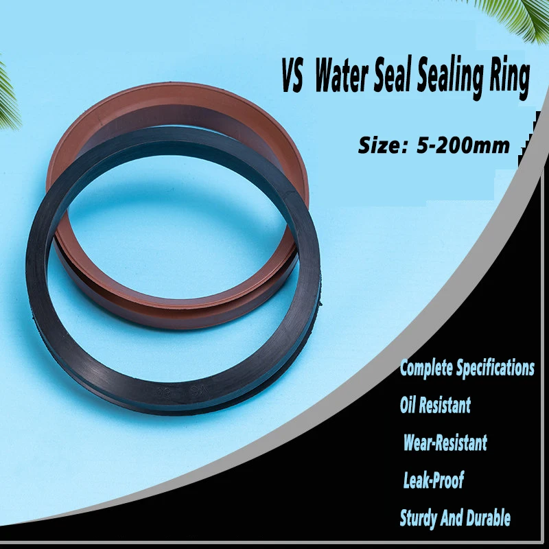 1Pcs VS-5~VS-200 Brown NBR Black FKM V-Shaped Rotary Seal Water Seal Ring Oil Resistant And Waterproof Shaft End Face Oil Seal
