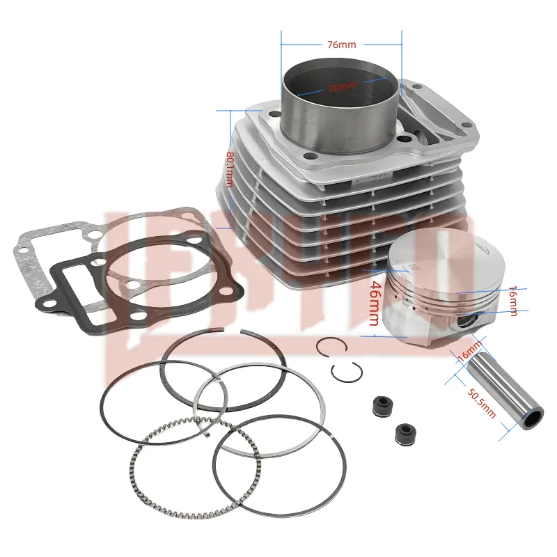 

Motorcycle 70mm Big Bore Cylinder Piston Kit Motor for CG250 to CG300 CG 250CC to 300CC 16mm Pin 167FMM Engine Parts Motoblock