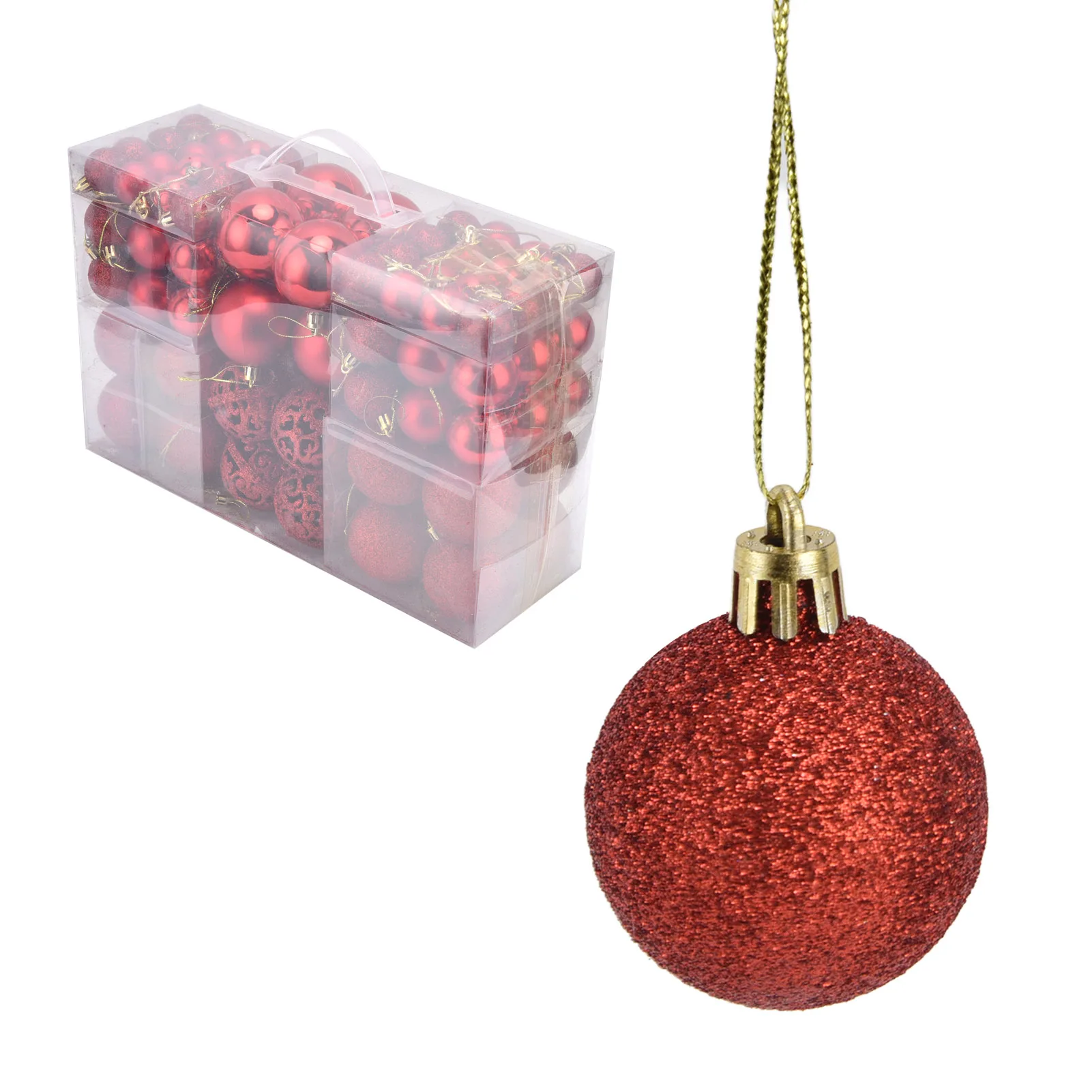 Shatterproof Christmas Ball Ornamentos, Hanging Balls, Tree Party Decoration, vermelho, 100pcs