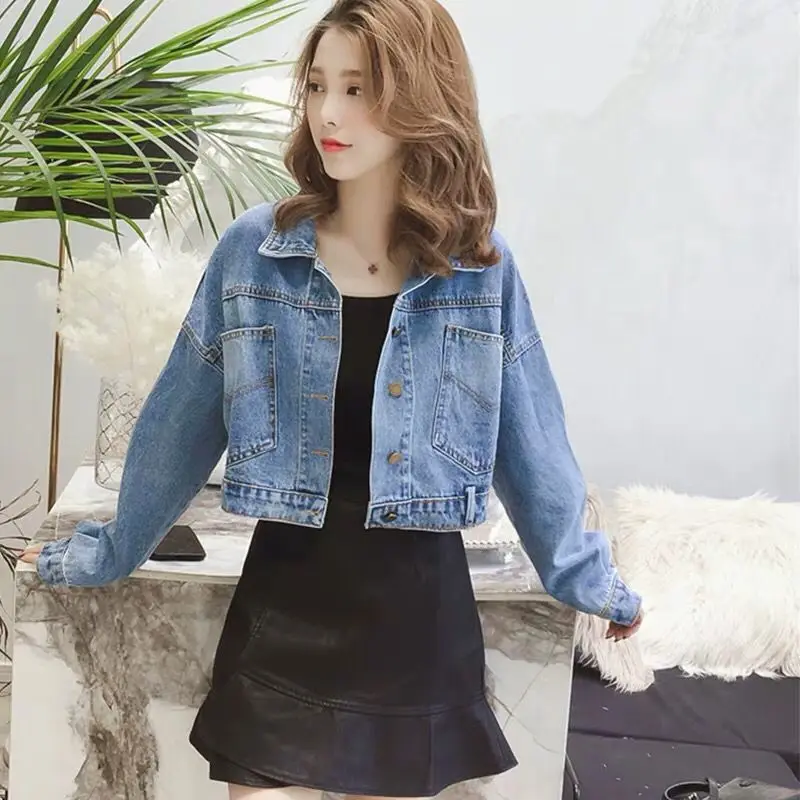 Giacca corta in denim 2025 nuova versione coreana primavera e autunno da donna casual versatile denim sciolto trendy piccolo uomo