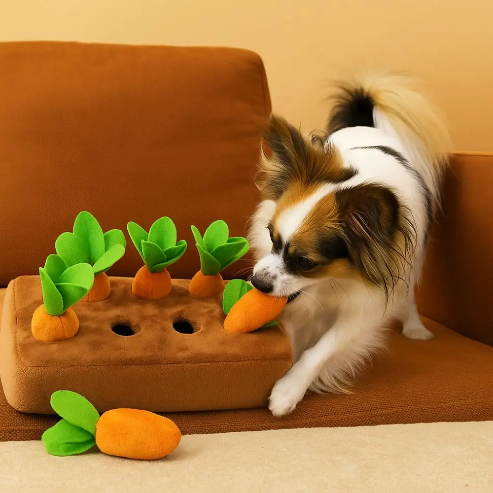 

Funny 6/8 Hole Dog Carrot Pulling Soft Interactive Training Toys Bite Resistant Puppy Chew Mental Stimulation