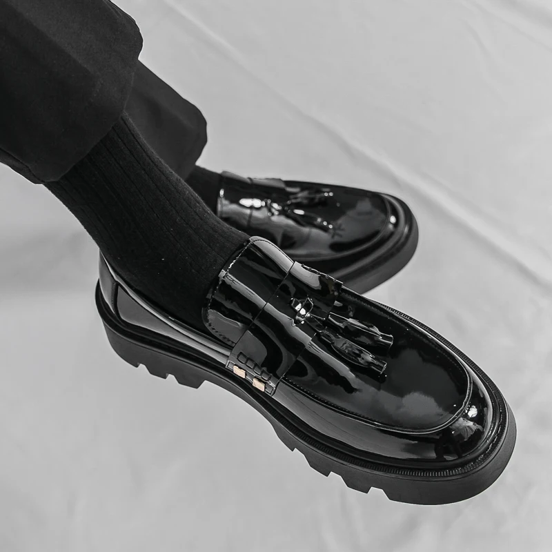 Scarpe, scarpe in pelle, velcro da uomo, testa tonda, traspiranti, business, casual, formali, pelle bovina, persone di mezza età e anziane, scarpe di papà