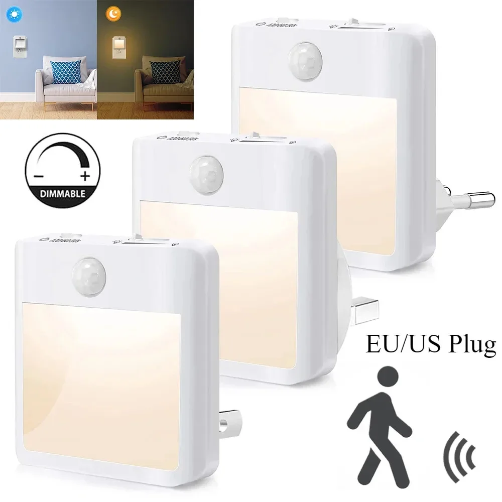 Night Light Motion Sensor With LED Light EU/US Plug Lamps Children'S Night Light Wireless Night Lamp For Bedside Table Bedroom