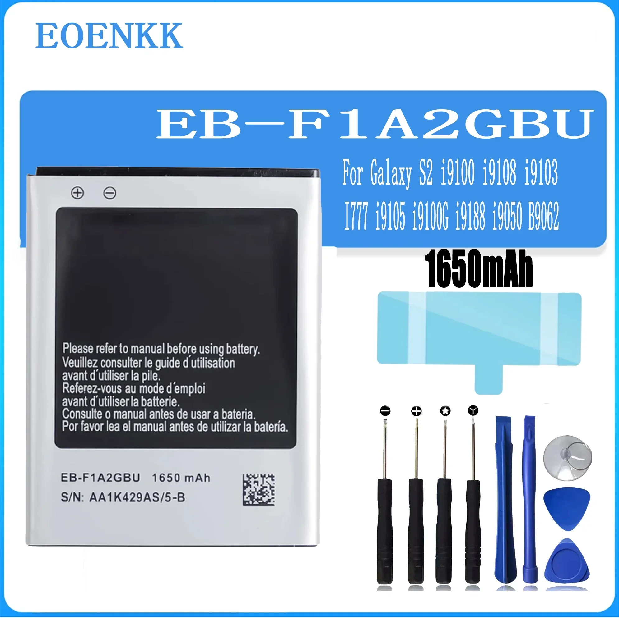 Bateria de Capacidade Original para Samsung Galaxy S2, Bateria EB-F1A2GBU, i9100 GB, T18287-2000, i9105, i9100G, i9188, i9050, B9062