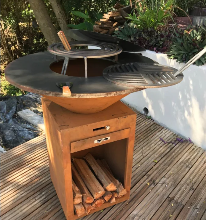 Durable Outdoor Corten Steel Barbecue Grill for Camping Party