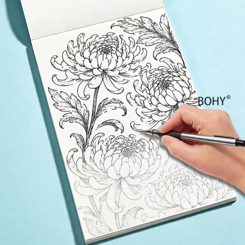 1 Adult Decompression Line Drawing and Coloring  Album, with Flowers/birds/forest Girls/Mandala Zen Winding Patterns, 24 Pages