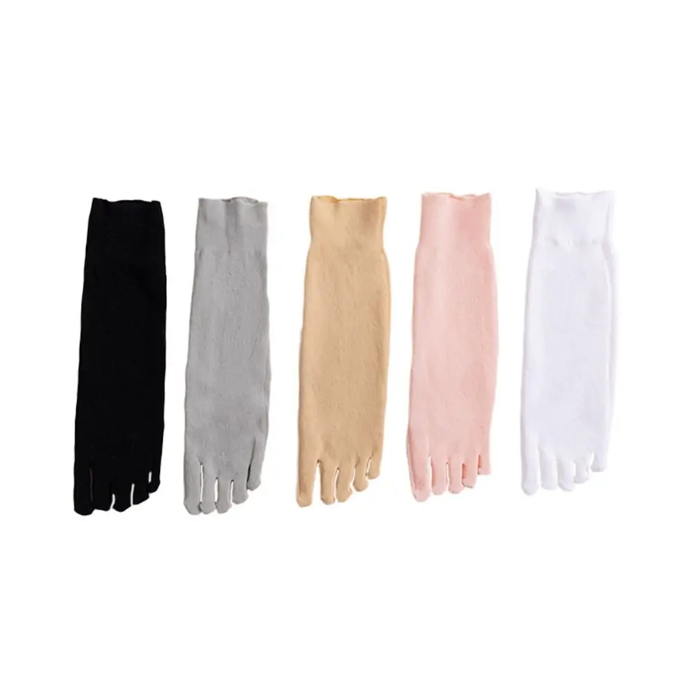 Comfortable Elastic Velvet Solid Color Mesh Ice Silk Five Finger Socks Women Hosiery Thin Socks Breathable