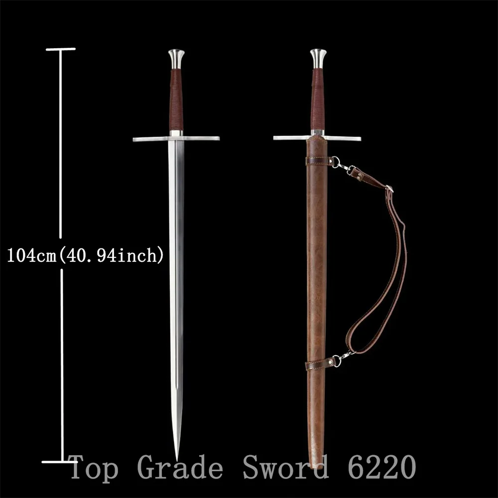 Real Nice Western King Knight Battle Sword Forged Handmade High Manganese Steel Blade Medieval-Themed Ornamental Sword Full Tang