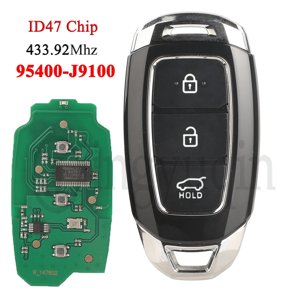 

jingyuqin Remote Car Key Fob 95440-J9100 ID47 433.92MHZ Auto Proximity Smart Keyless Go Control For Hyundai Kona 2018 - 2020